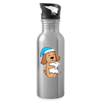 Cocker Spaniel Sleeping Fatigue Dog Dog Breed - Water bottle with straw - silver - Right