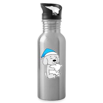 Maltese, Sleeping, Tiredness, Dog - Water bottle with straw - silver - Right