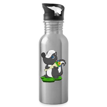 Stinktier Blumenstrauß  - Trinkflasche mit integriertem Trinkhalm - Lightsilver - Rechts