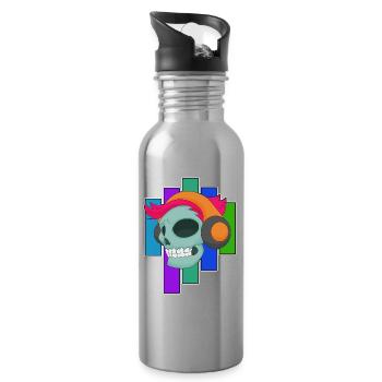 Musique casque Skull - Gourde avec paille intégrée - argent clair - Droite