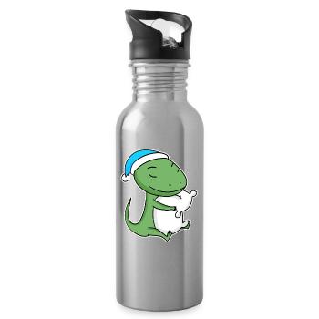 Lézard avec oreiller et bonnet somnolent - Gourde avec paille intégrée - argent clair - Droite