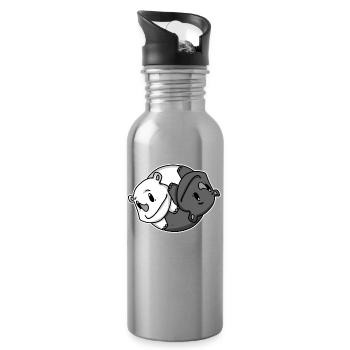 Yin Yang Nashorn - Trinkflasche mit integriertem Trinkhalm - Lightsilver - Rechts