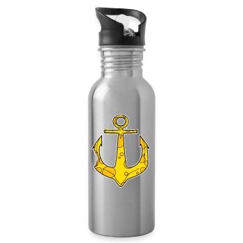Anchor Captain Cheese Motif - Water bottle with straw - silver - Right