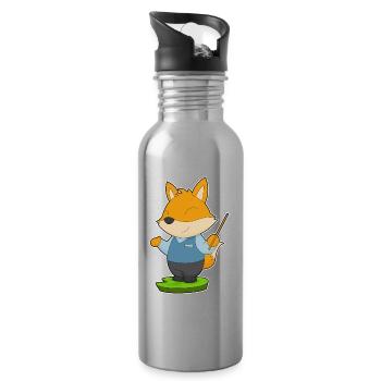 École du professeur renard pointant des bâtons - Gourde avec paille intégrée - argent clair - Droite