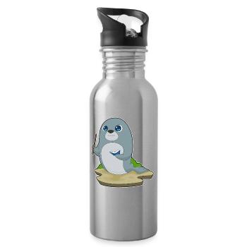 Seal Teacher Book School - Water bottle with straw - silver - Right