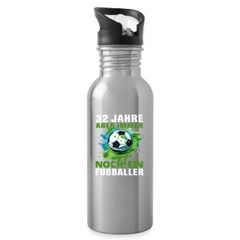 Fußball Fußballspieler 32 Geburtstag Fußballer - Trinkflasche mit integriertem Trinkhalm - Lightsilver - Rechts