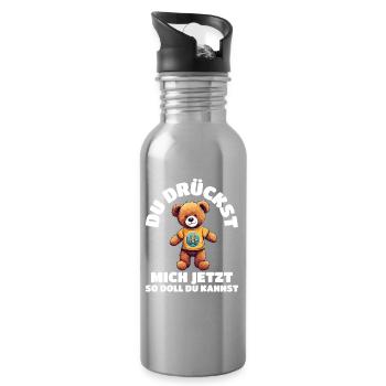 teddybär du drückst mich jetzt so doll du kannst - Trinkflasche mit integriertem Trinkhalm - Lightsilver - Rechts