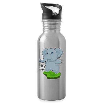 Elefant Fußballspieler Fußball Sport - Trinkflasche mit integriertem Trinkhalm - Lightsilver - Rechts