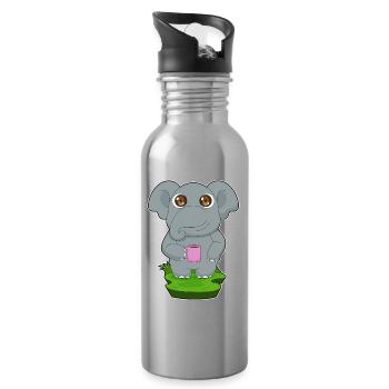Elephant Coffee Mug - Water bottle with straw - silver - Right