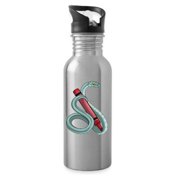 École de crayons pour élèves serpents - Gourde avec paille intégrée - argent clair - Droite
