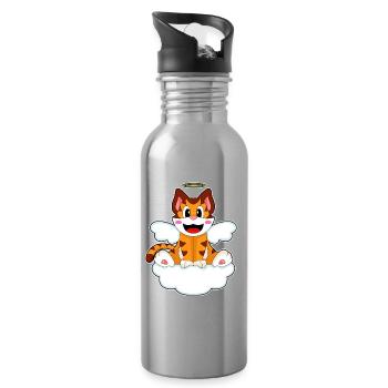Ailes d’ange tigre - Gourde avec paille intégrée - argent clair - Droite