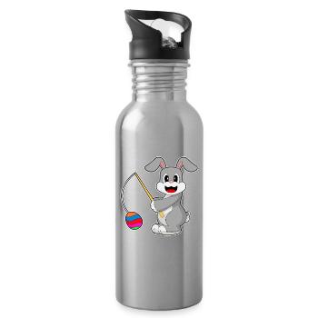 Bunny Easter Fishing - Water bottle with straw - silver - Right