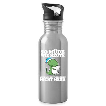 Ausschlafen Müde Spruch lustig Schlafen - Echse - Trinkflasche mit integriertem Trinkhalm - Lightsilver - Rechts