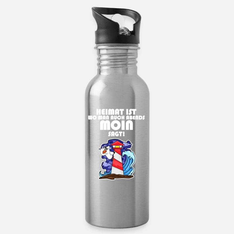 Nordsee Spruch - Trinkflasche mit integriertem Trinkhalm - Lightsilver