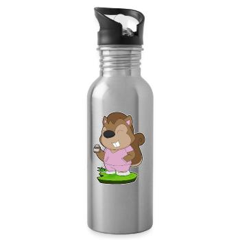 Eichhörnchen Krankenschwester Medizin - Trinkflasche mit integriertem Trinkhalm - Lightsilver - Rechts