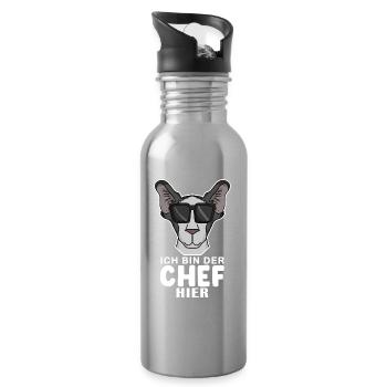 Chef Spruch Anführer Hund - Trinkflasche mit integriertem Trinkhalm - Lightsilver - Rechts