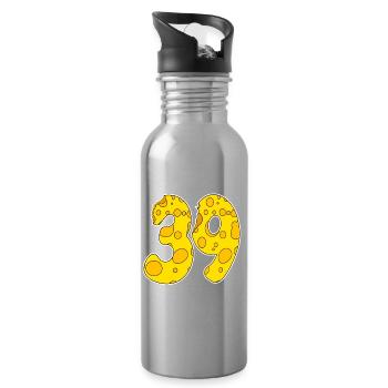 39 Jahre Lustig Käse - Trinkflasche mit integriertem Trinkhalm - Lightsilver - Rechts