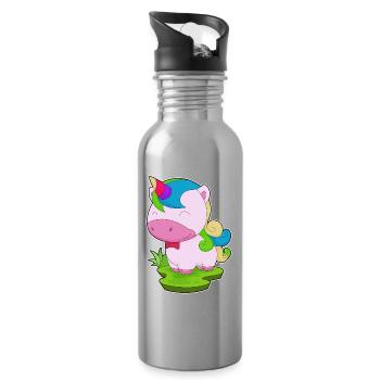 Einhorn Fliege - Trinkflasche mit integriertem Trinkhalm - Lightsilver - Rechts