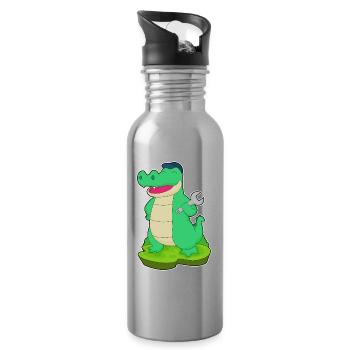 Atelier de Mécanique Crocodile à Clés - Gourde avec paille intégrée - argent clair - Droite
