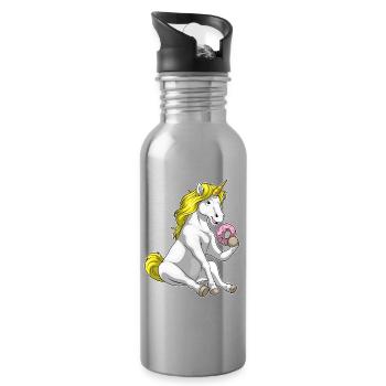 Einhorn Donut - Trinkflasche mit integriertem Trinkhalm - Lightsilver - Rechts