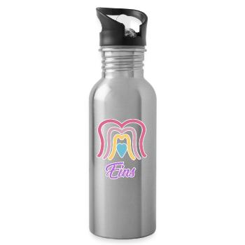 1. Geburtstag Regenbogen Baby Motiv - Trinkflasche mit integriertem Trinkhalm - Lightsilver - Rechts