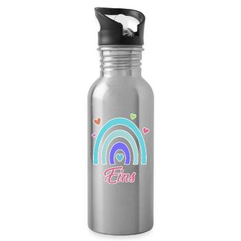 1. Geburtstag Regenbogen Baby Motiv - Trinkflasche mit integriertem Trinkhalm - Lightsilver - Rechts