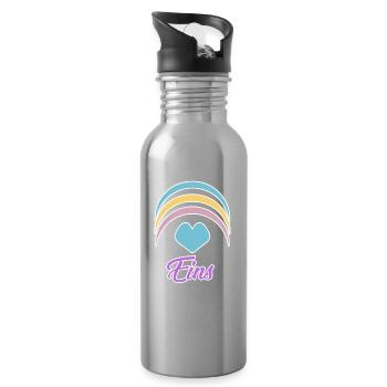 . Geburtstag Regenbogen Baby Motiv Herz - Trinkflasche mit integriertem Trinkhalm - Lightsilver - Rechts