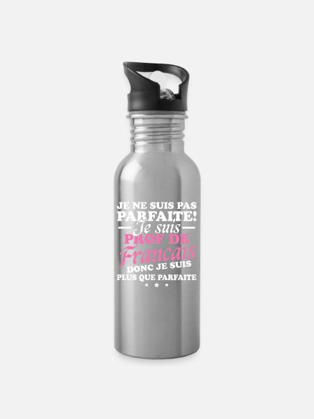 Ich bin Französischlehrerin - Trinkflasche mit integriertem Trinkhalm - Lightsilver