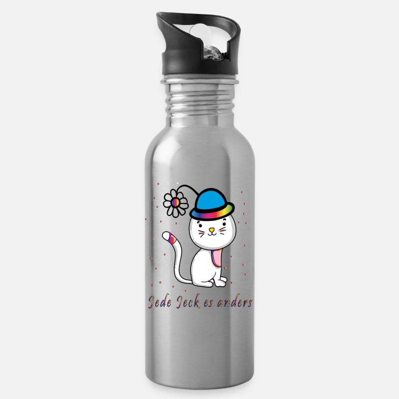 jede Jeck es anders Fasching Konfetti - Trinkflasche mit integriertem Trinkhalm - Lightsilver