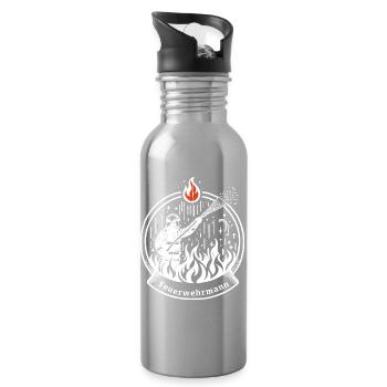 feuerwehrmann freiwillige feuerwehr verein feuer - Trinkflasche mit integriertem Trinkhalm - Lightsilver - Rechts
