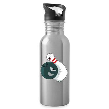 Bowling Bowling Ball Pin - Water bottle with straw - silver - Right