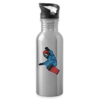 Kleiner Snowboarder - Trinkflasche mit integriertem Trinkhalm - Lightsilver - Rechts