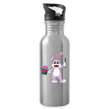 Bunny Easter Wizard - Water bottle with straw - silver - Right