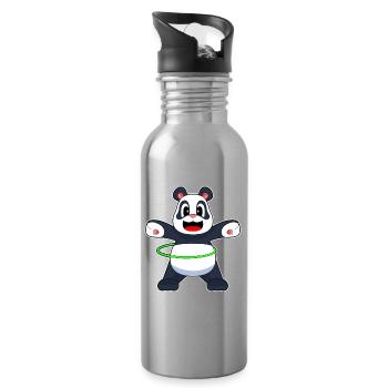 Panda Fitnessreifen Workout Gymnastik - Trinkflasche mit integriertem Trinkhalm - Lightsilver - Rechts