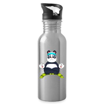 Panda Yoga Fitness Meditation - Water bottle with straw - silver - Right