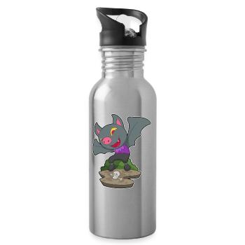 Chauve-souris Halloween crâne - Gourde avec paille intégrée - argent clair - Droite