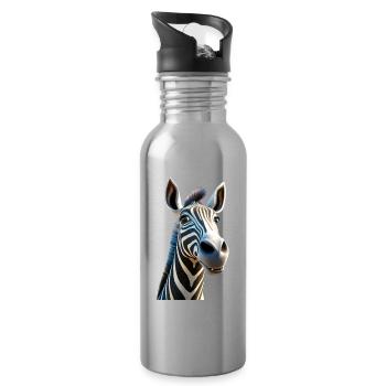 Zebra Africa I Love Cute Zebras Wild Zebra - Water bottle with straw - silver - Right