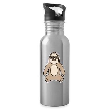 Sloth Motif Animal - Water bottle with straw - silver - Right