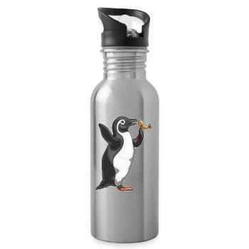 Penguin Fish Tempura - Water bottle with straw - silver - Right