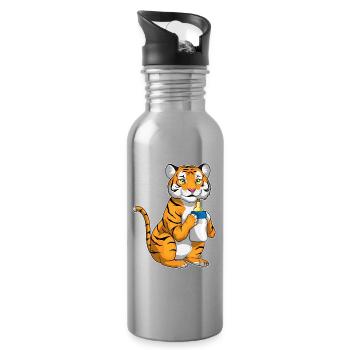 Tiger Baby Bottle Milk - Water bottle with straw - silver - Right