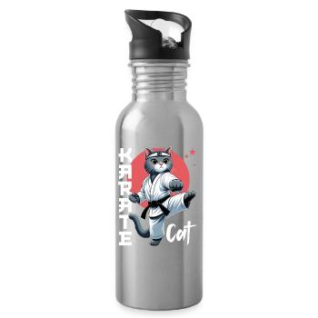 Drôle de chat Karaté Chat Arts Martiaux Design - Gourde avec paille intégrée - argent clair - Droite