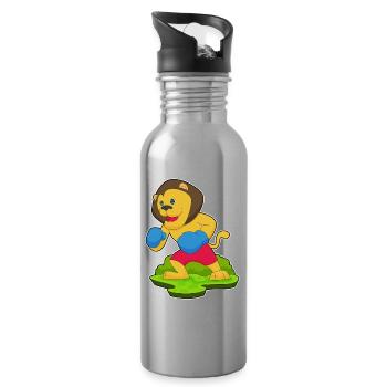 Lion Boxer Boxing Gloves Boxing - Water bottle with straw - silver - Right