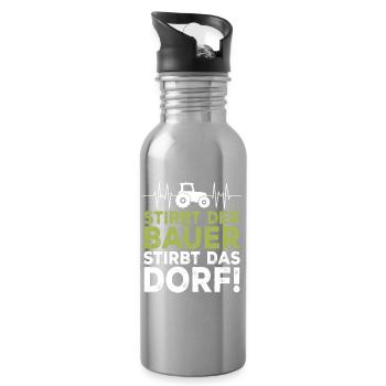 Stirbt der Bauer Stirbt das Dorf - Trinkflasche mit integriertem Trinkhalm - Lightsilver - Rechts