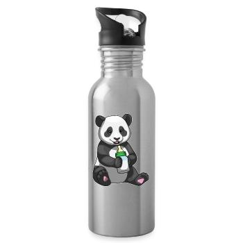 Panda Babyflasche Milch - Trinkflasche mit integriertem Trinkhalm - Lightsilver - Rechts