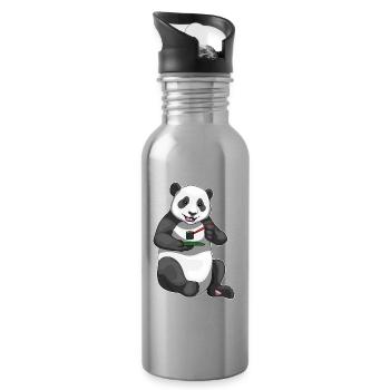 Panda Sushi - Trinkflasche mit integriertem Trinkhalm - Lightsilver - Rechts