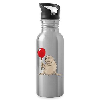 Seal Balloon - Water bottle with straw - silver - Right