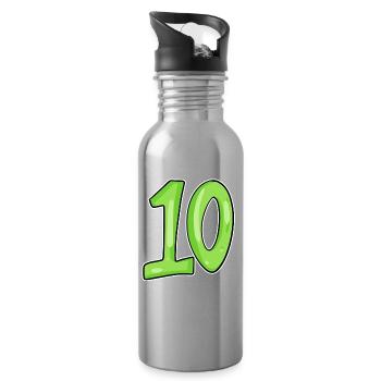 Zehn 10 Nummer Zahl - Trinkflasche mit integriertem Trinkhalm - Lightsilver - Rechts