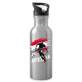 Fußball Österreich Austria Flagge Fahne Spieler - Trinkflasche mit integriertem Trinkhalm - Lightsilver - Rechts