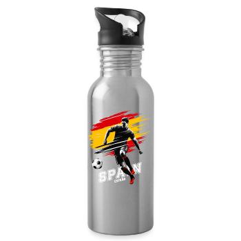 Football Espagne España Flag Flag Joueur - Gourde avec paille intégrée - argent clair - Droite