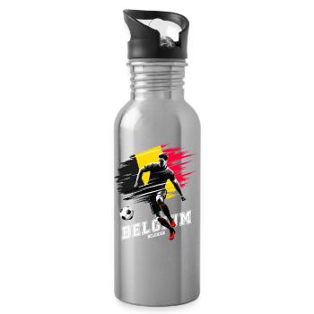 Football Belgium Belgique Flag Flag Player - Water bottle with straw - silver - Right